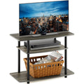 Astuce rangement pour cuisine, meuble TV gris fonce en bois