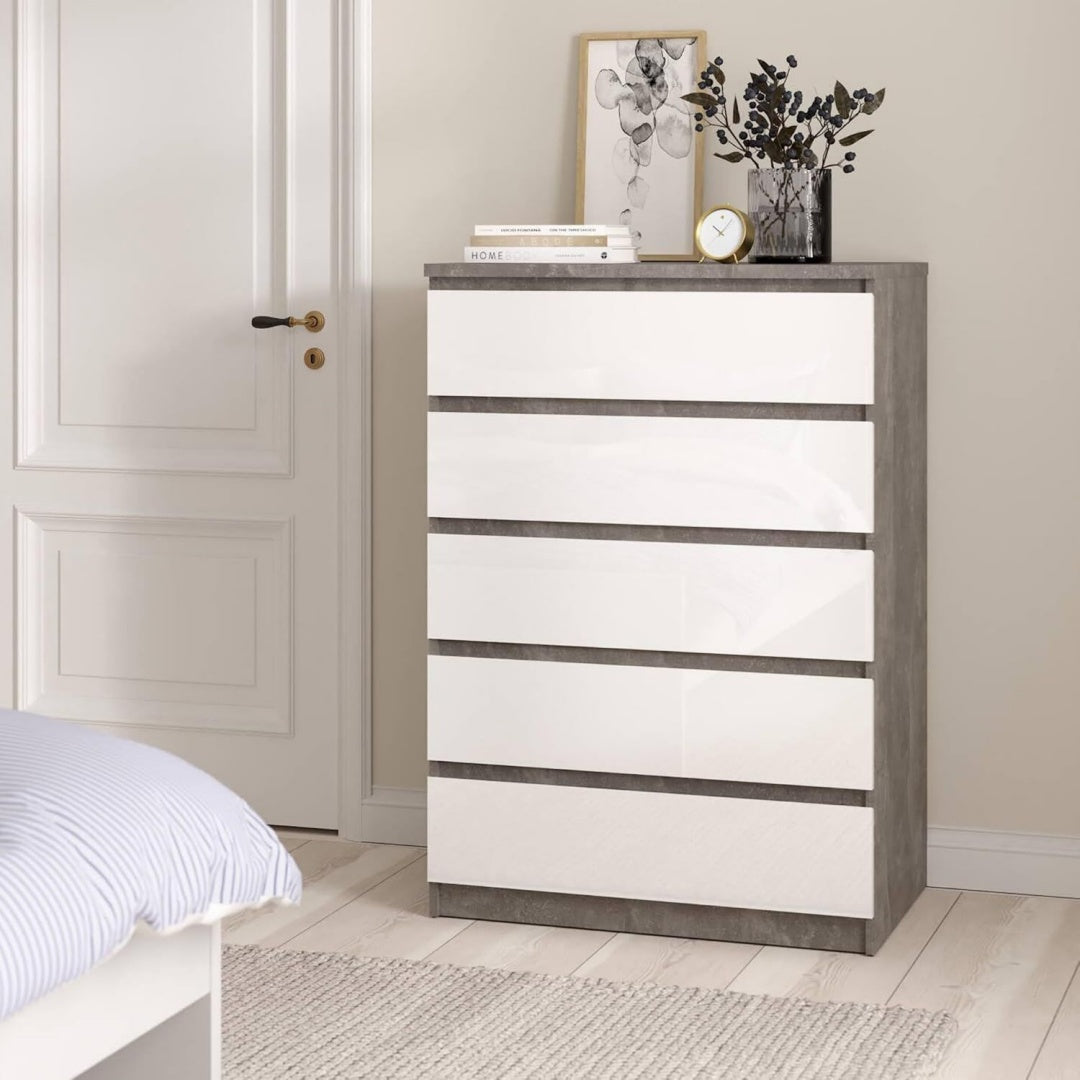 Chiffonnier rangement gris clair moderne