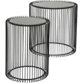 Bout de canape minimaliste en acier et verre
