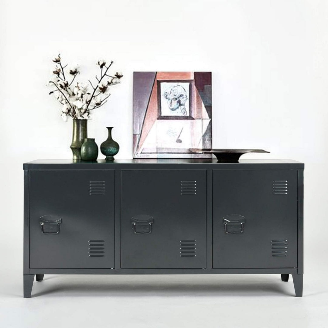 Placard gris 120 cm, a 3 portes design moderne en metal