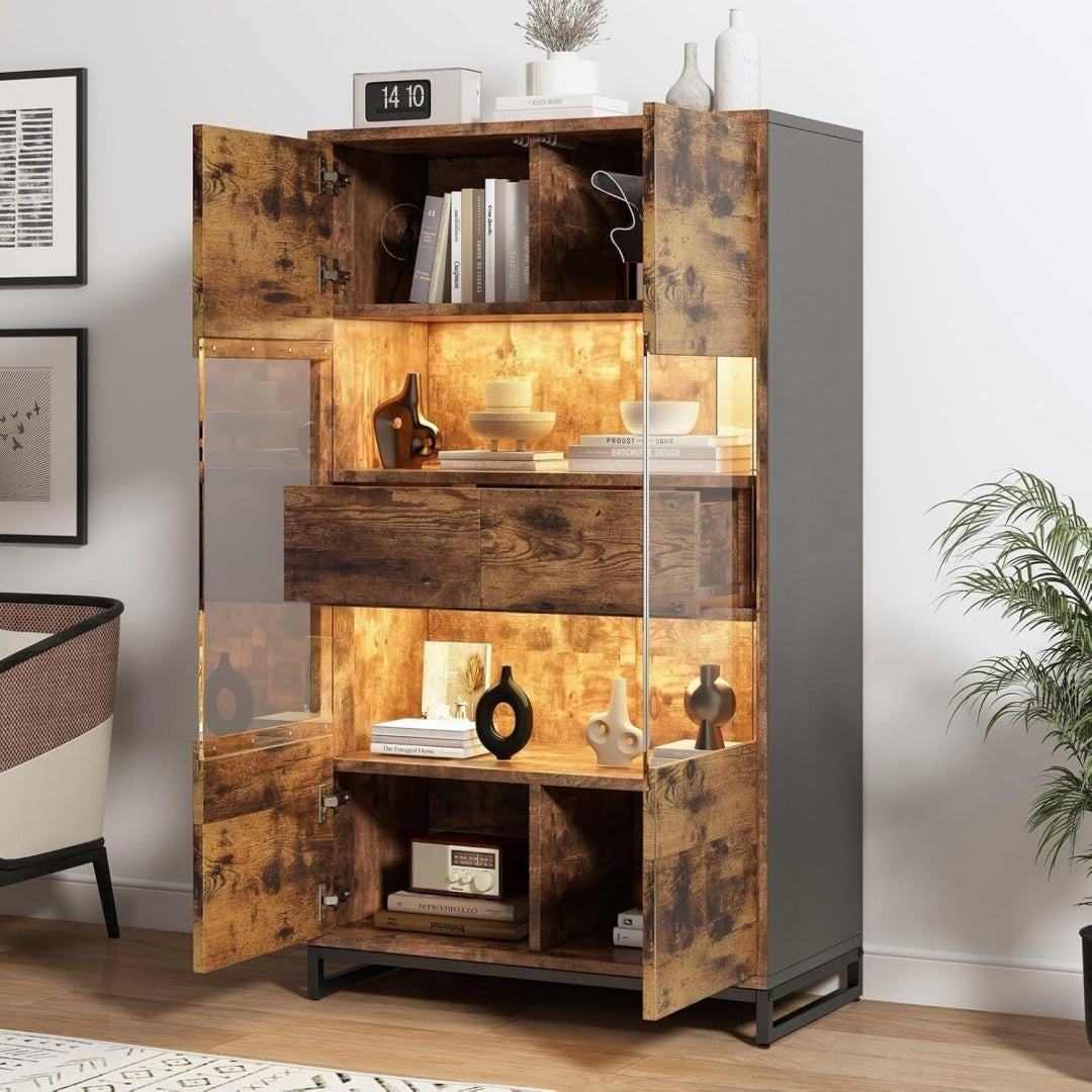 Buffet 80 x 40 x 138 cm avec 6 compartiments
