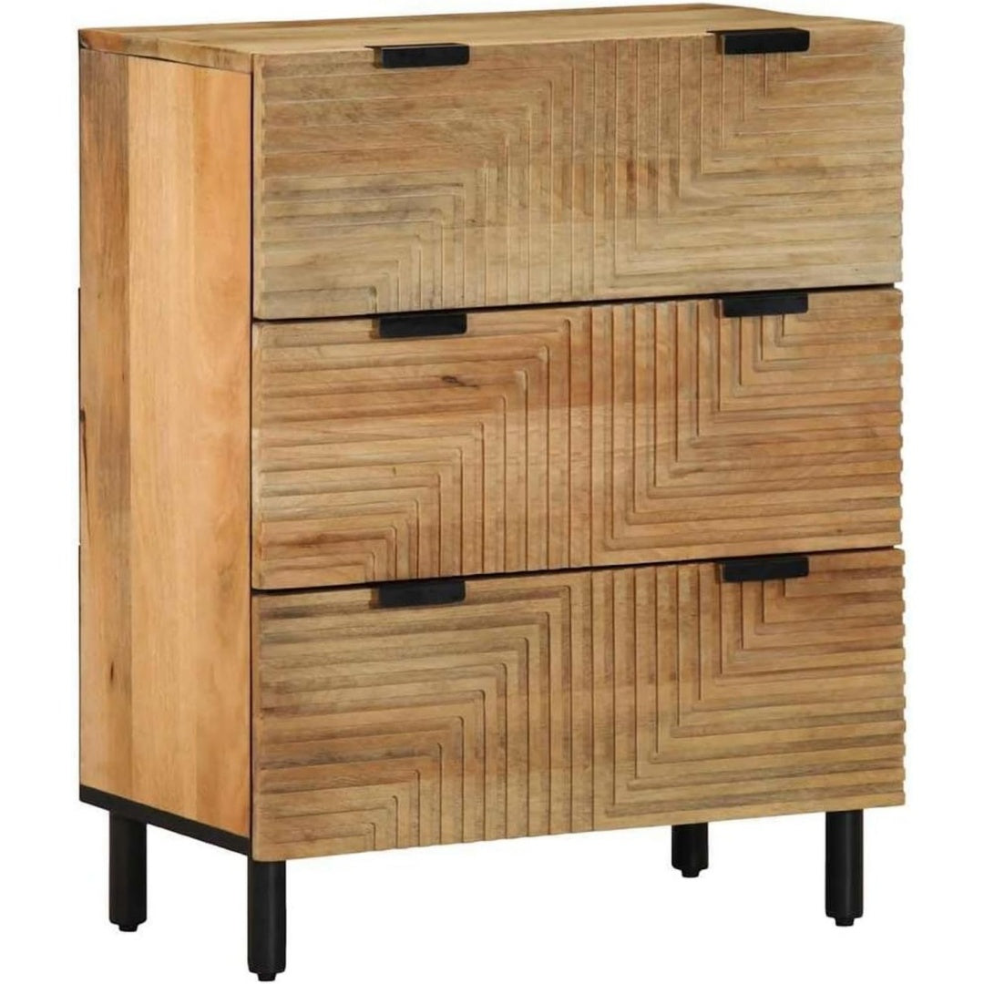 Buffet marron, design soigne, rangement interieur optimise