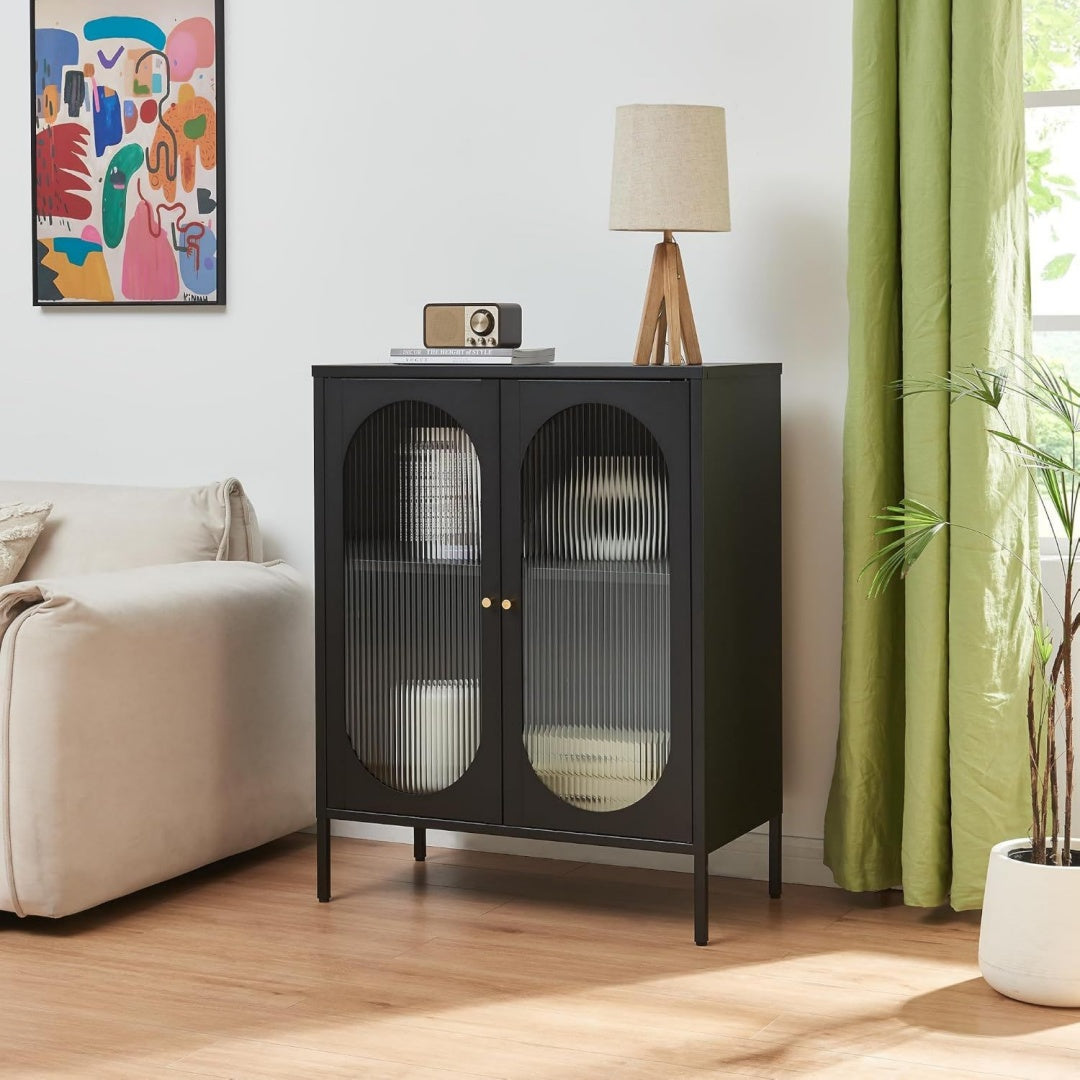 Meuble industrielle vaisselier gris en metal