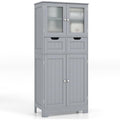 Meuble colonne gris, deux portes, etageres reglables