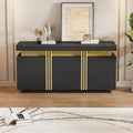 Buffet gris 140 x 38 x 70 cm 3 portes moderne