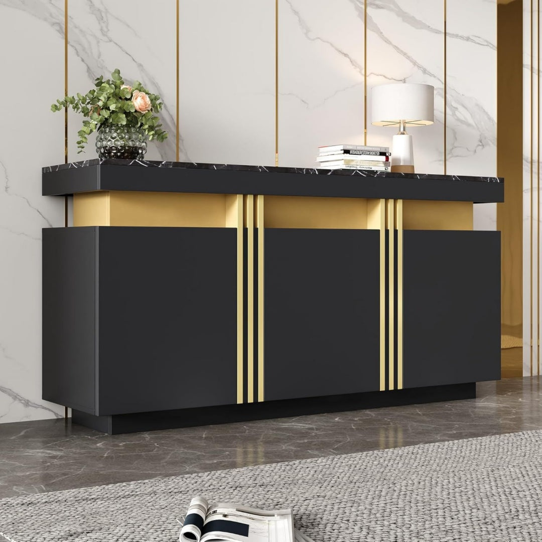 Commode structure metallique 3 portes gris