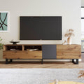 Meuble tele gris 4 etageres, style industriel MDF pour salon