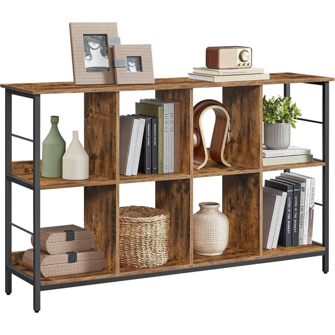 Bibliotheque marron acier 133 cm, rangement style industriel