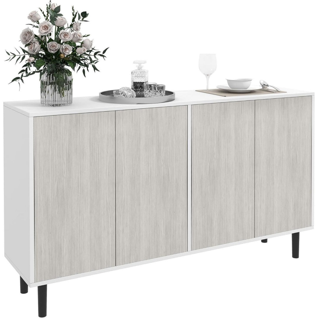 Enfilade gris clair 2 tiroirs style industriel pratique