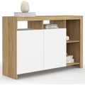 Enfilade beige 4 etageres de rangement, bois ingenierie style contemporain
