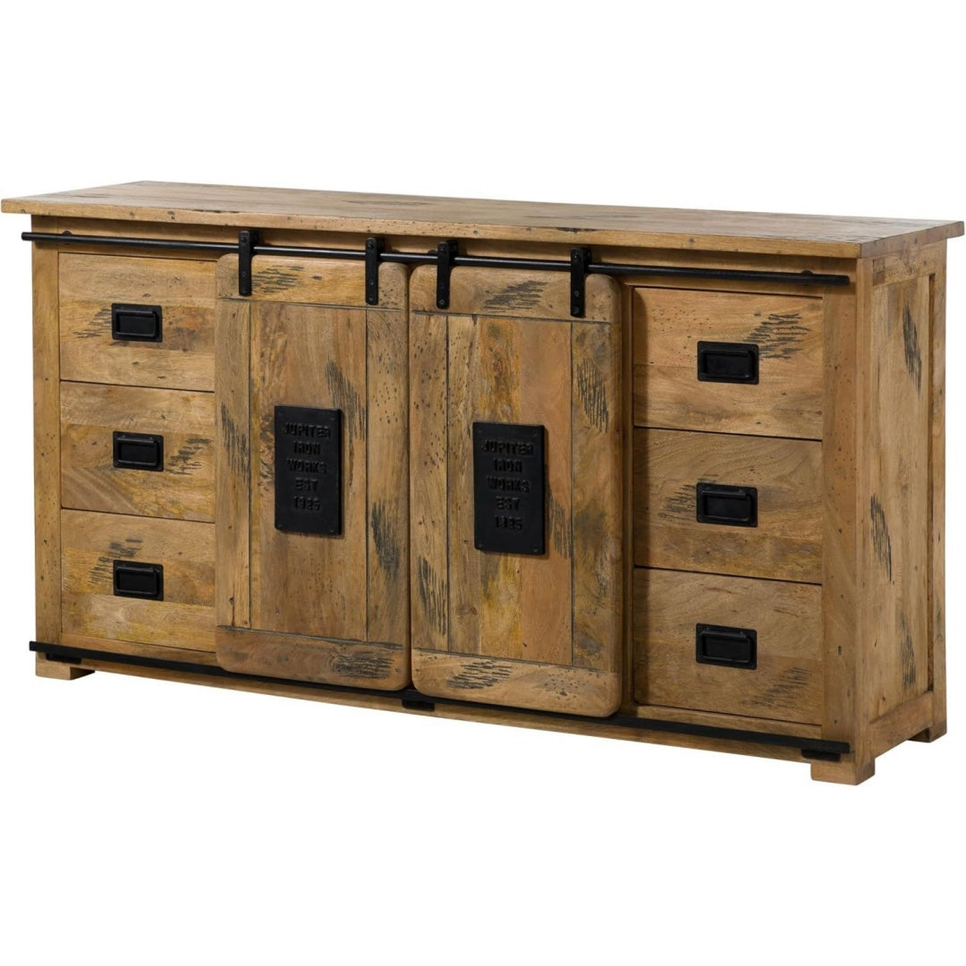 Buffet elegant style industriel en bois massif