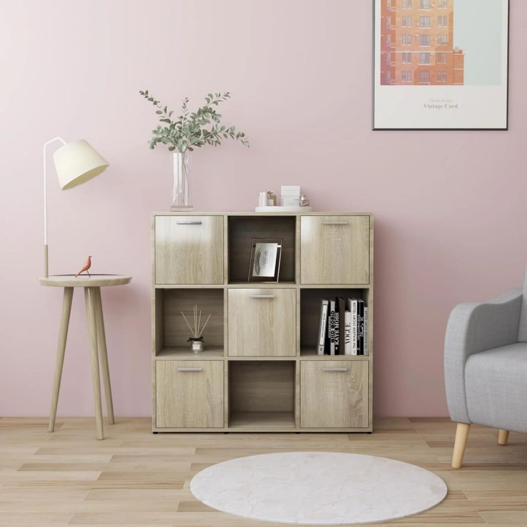 Bibliotheque gris clair pratique et elegant 90 x 30 x 90 cm