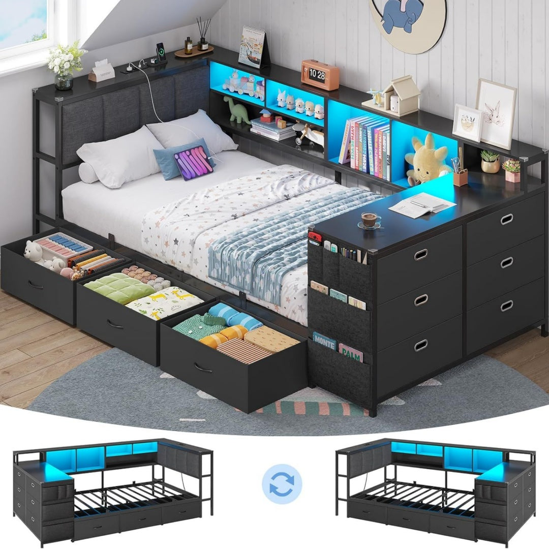 Ensemble chambre gris fonce 6 tiroirs moderne