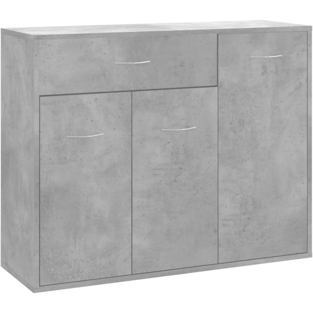 Sideboard gris usage exterieur, lignes epurees