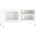 Meuble TV a portes vitrees gris clair epure