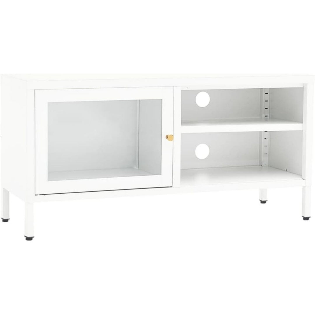 Meuble TV a portes vitrees gris clair epure