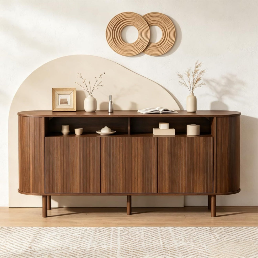 Magnifique buffet gris clair style rustique en bois massif