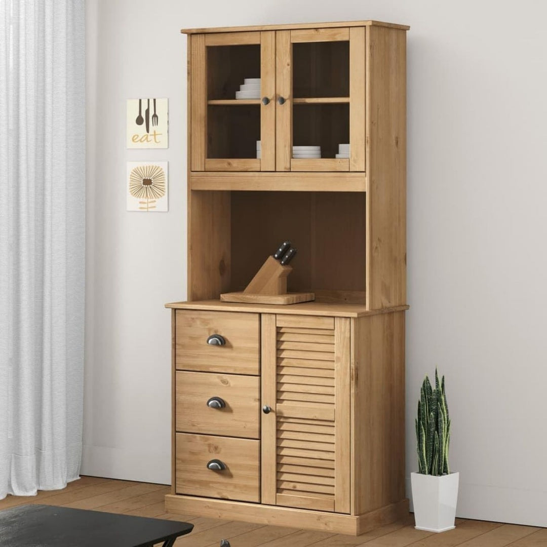 Buffet 78 x 40 x 175 cm en bois massif et bois de pin