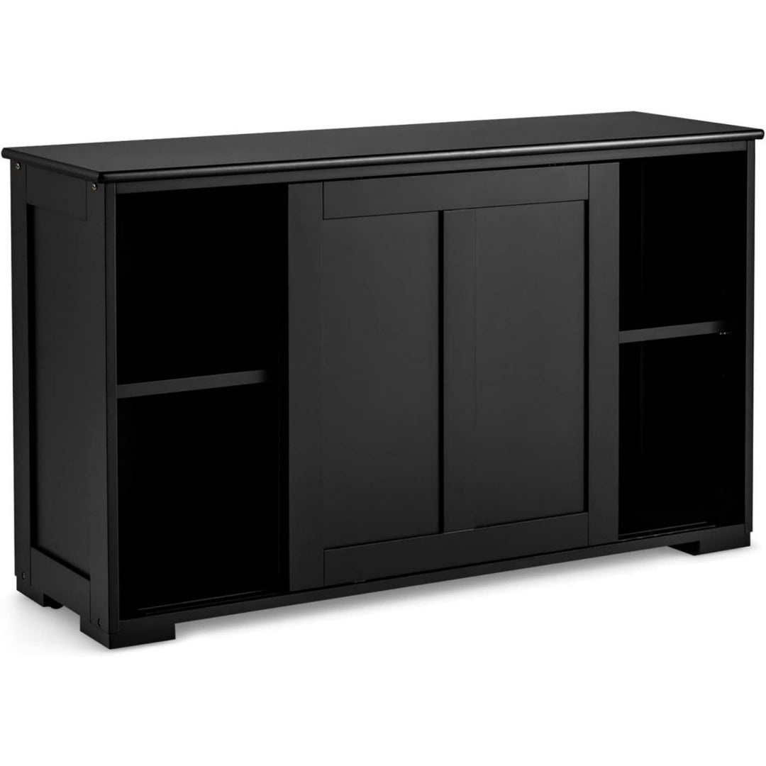 Credence noir MDF 106 cm, rangement esprit fermier