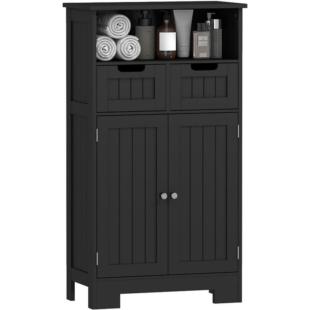 Meuble de rangement noir 3 etageres de rangement, bois ingenierie design moderne