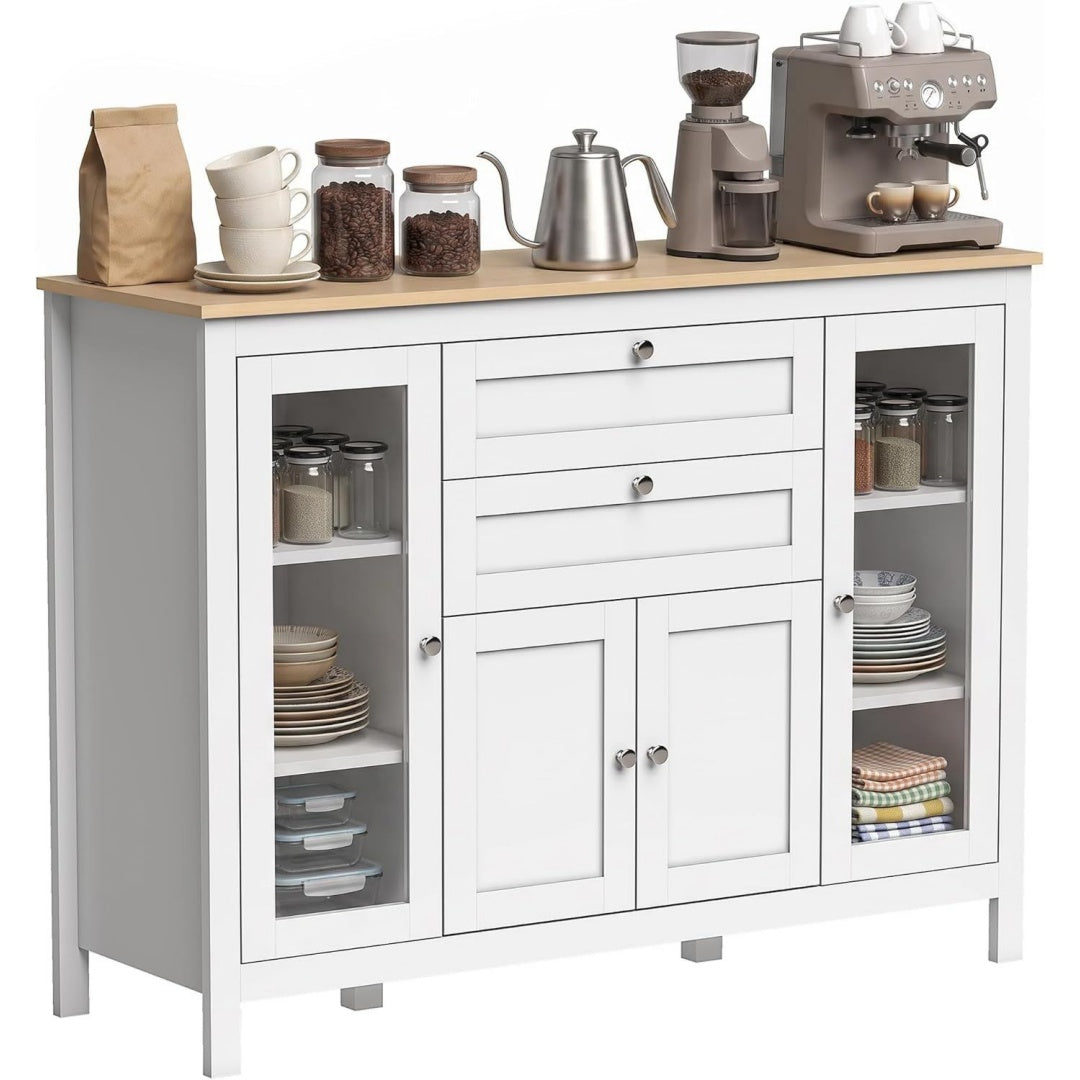 Enfilade gris clair verre 120 cm, rangement design moderne