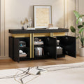 Buffet gris clair, panneaux de particules, 140 x 38 x 70 cm, rangement intelligent