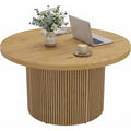 Table basse marron, portes en rotin