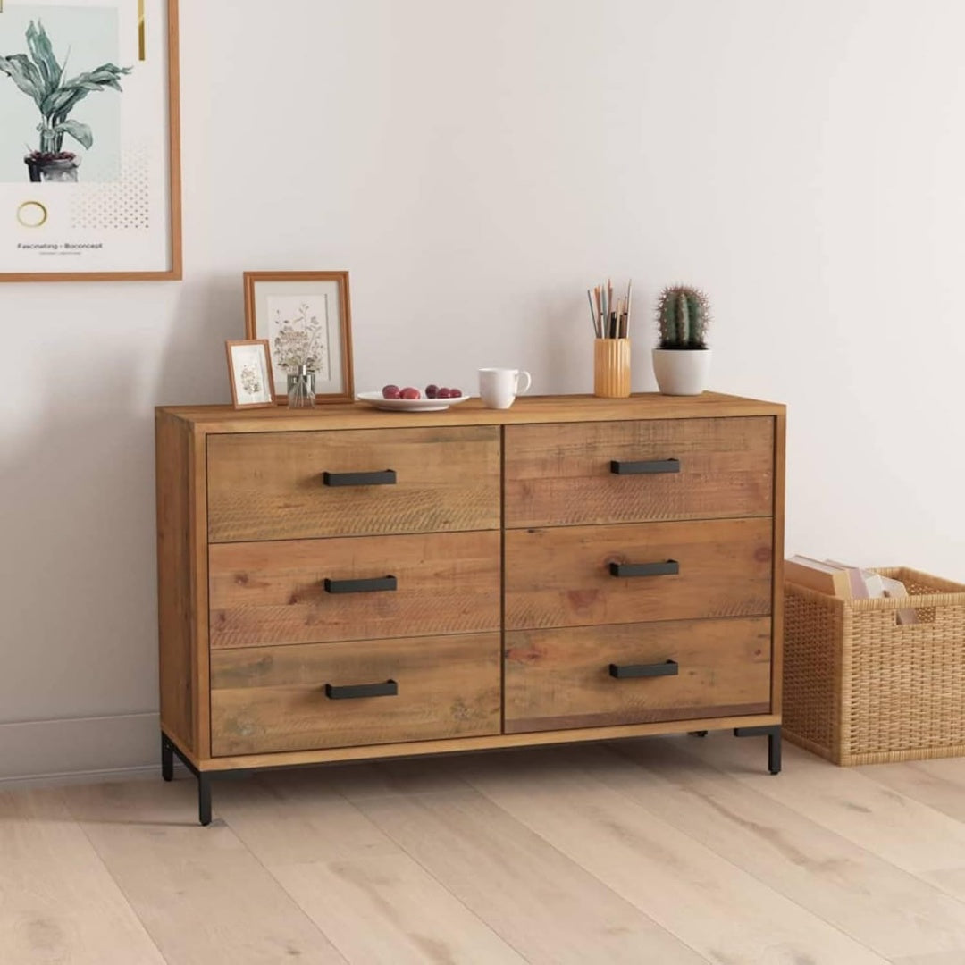 Grand buffet en bois de pin et metal