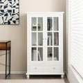 Armoire vitree gris clair a 2 portes 1 tiroir, design style industriel
